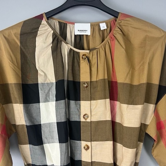 Burberry Tan and Brown mid length women Dress Short Sleeve Crew Neck - Picture 10 of 11